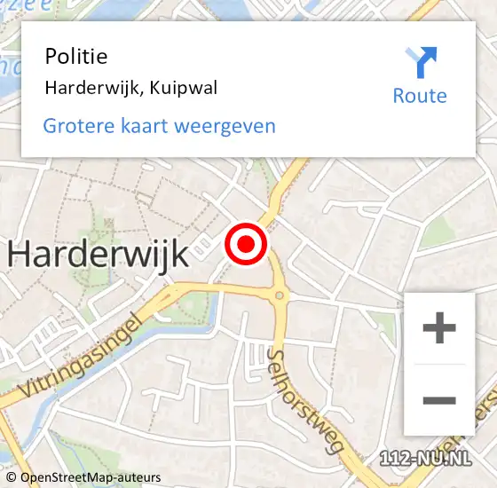 Locatie op kaart van de 112 melding: Politie Harderwijk, Kuipwal op 4 november 2020 12:13