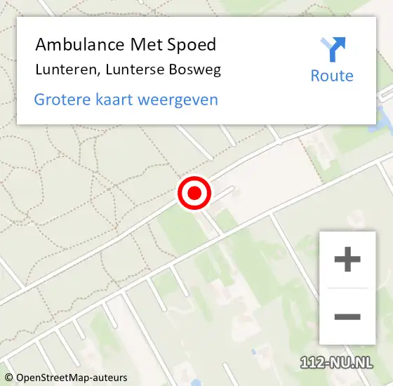 Locatie op kaart van de 112 melding: Ambulance Met Spoed Naar Lunteren, Lunterse Bosweg op 4 november 2020 12:15
