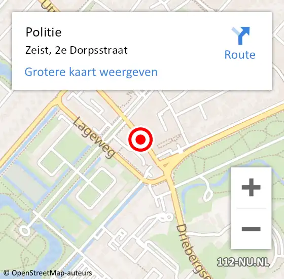 Locatie op kaart van de 112 melding: Politie Zeist, 2e Dorpsstraat op 4 november 2020 14:49