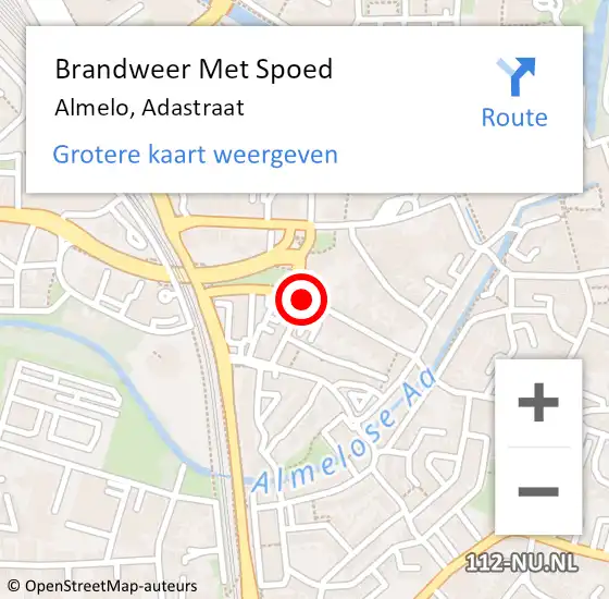 Locatie op kaart van de 112 melding: Brandweer Met Spoed Naar Almelo, Adastraat op 4 november 2020 15:23