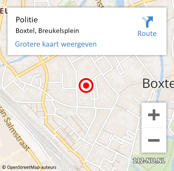 Locatie op kaart van de 112 melding: Politie Boxtel, Breukelsplein op 4 november 2020 15:43