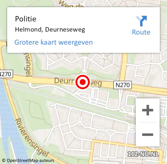 Locatie op kaart van de 112 melding: Politie Helmond, Deurneseweg op 4 november 2020 16:27