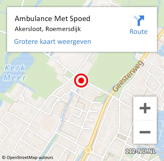 Locatie op kaart van de 112 melding: Ambulance Met Spoed Naar Akersloot, Roemersdijk op 4 november 2020 16:41