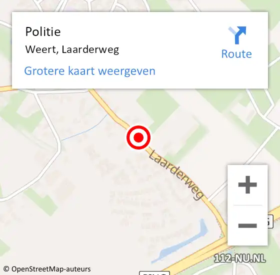 Locatie op kaart van de 112 melding: Politie Weert, Laarderweg op 4 november 2020 16:44