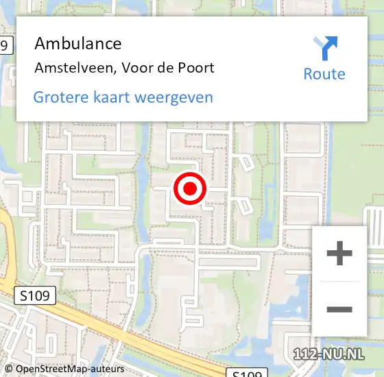 Locatie op kaart van de 112 melding: Ambulance Amstelveen, Voor de Poort op 4 november 2020 17:30