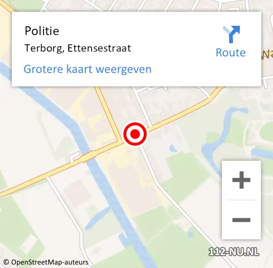 Locatie op kaart van de 112 melding: Politie Terborg, Ettensestraat op 4 november 2020 17:36