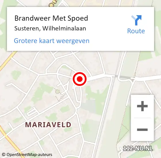 Locatie op kaart van de 112 melding: Brandweer Met Spoed Naar Susteren, Wilhelminalaan op 4 november 2020 18:41