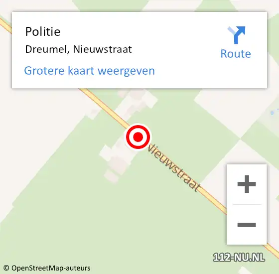 Locatie op kaart van de 112 melding: Politie Dreumel, Nieuwstraat op 4 november 2020 19:38