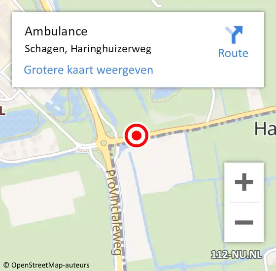 Locatie op kaart van de 112 melding: Ambulance Schagen, Haringhuizerweg op 4 november 2020 19:41