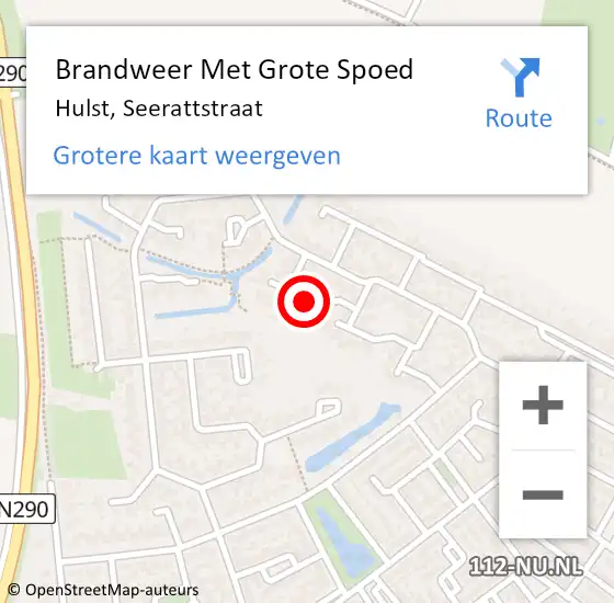 Locatie op kaart van de 112 melding: Brandweer Met Grote Spoed Naar Hulst, Seerattstraat op 4 november 2020 19:47