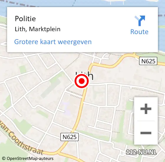 Locatie op kaart van de 112 melding: Politie Lith, Marktplein op 4 november 2020 19:56