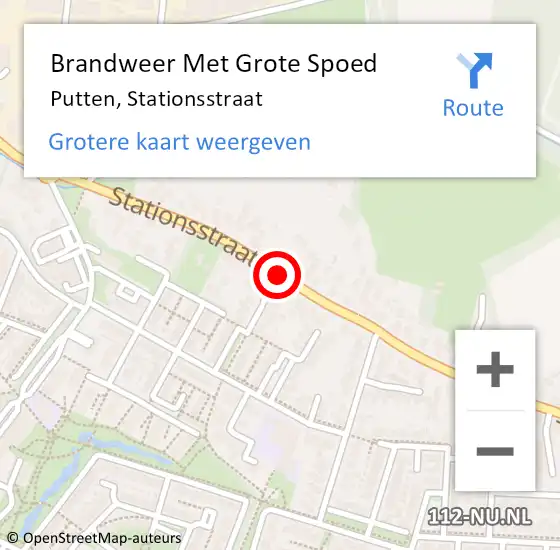 Locatie op kaart van de 112 melding: Brandweer Met Grote Spoed Naar Putten, Stationsstraat op 4 november 2020 20:00