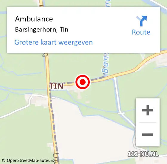 Locatie op kaart van de 112 melding: Ambulance Barsingerhorn, Tin op 4 november 2020 21:26