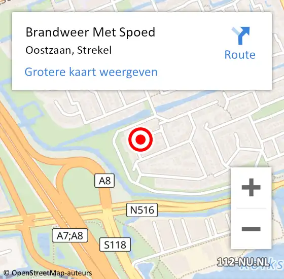 Locatie op kaart van de 112 melding: Brandweer Met Spoed Naar Oostzaan, Strekel op 4 november 2020 22:00