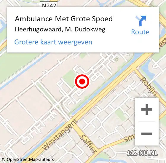 Locatie op kaart van de 112 melding: Ambulance Met Grote Spoed Naar Heerhugowaard, M. Dudokweg op 4 november 2020 22:04