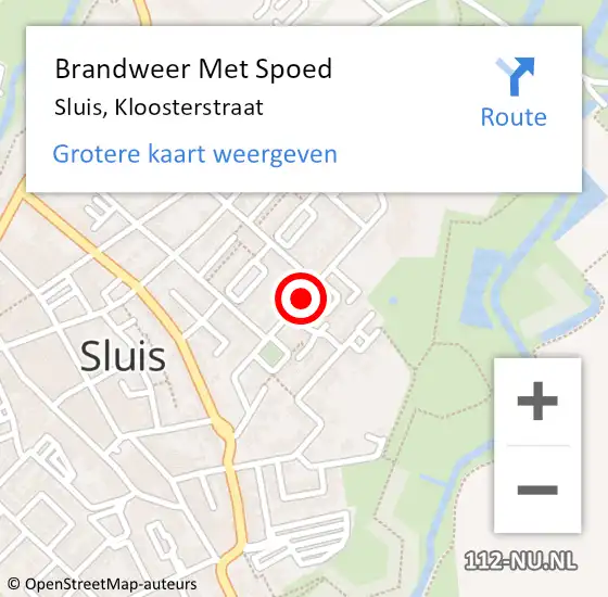 Locatie op kaart van de 112 melding: Brandweer Met Spoed Naar Sluis, Kloosterstraat op 4 november 2020 22:20