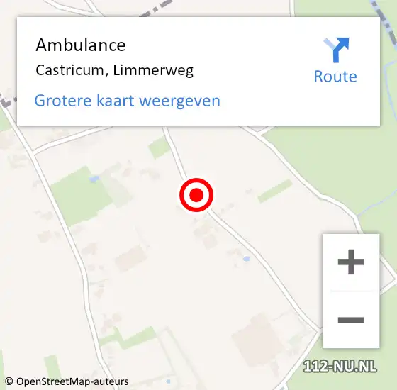 Locatie op kaart van de 112 melding: Ambulance Castricum, Limmerweg op 4 november 2020 22:57