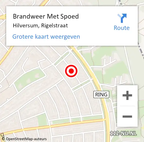 Locatie op kaart van de 112 melding: Brandweer Met Spoed Naar Hilversum, Rigelstraat op 4 november 2020 23:42