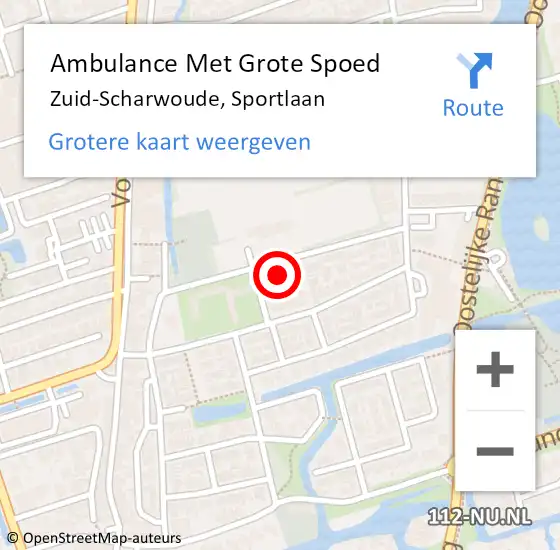 Locatie op kaart van de 112 melding: Ambulance Met Grote Spoed Naar Zuid-Scharwoude, Sportlaan op 5 november 2020 02:26