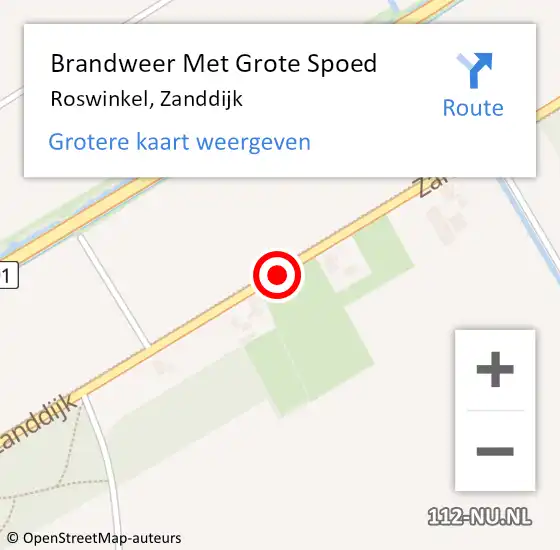 Locatie op kaart van de 112 melding: Brandweer Met Grote Spoed Naar Roswinkel, Zanddijk op 5 november 2020 05:11