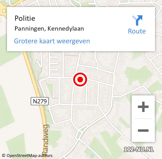 Locatie op kaart van de 112 melding: Politie Panningen, Kennedylaan op 5 november 2020 06:50