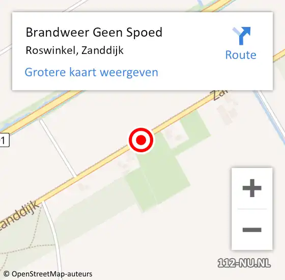 Locatie op kaart van de 112 melding: Brandweer Geen Spoed Naar Roswinkel, Zanddijk op 5 november 2020 08:06