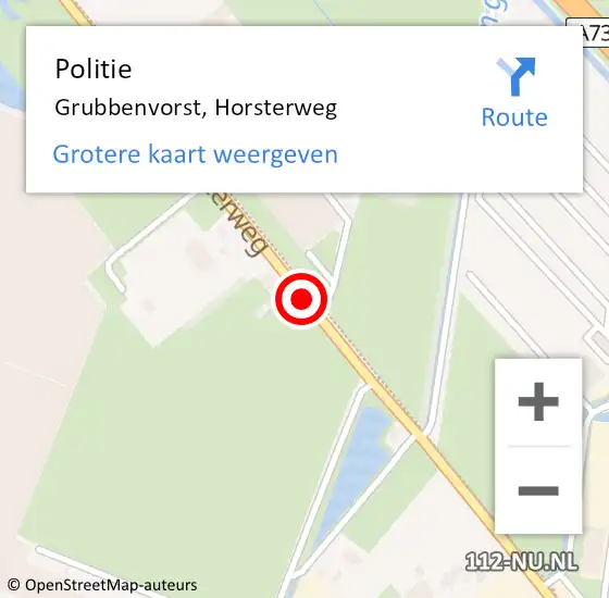 Locatie op kaart van de 112 melding: Politie Grubbenvorst, Horsterweg op 5 november 2020 08:10
