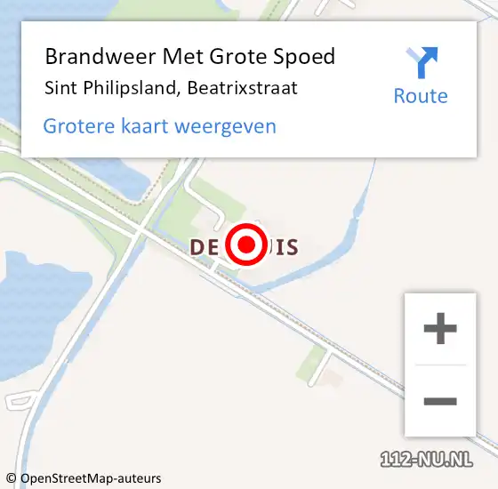 Locatie op kaart van de 112 melding: Brandweer Met Grote Spoed Naar Sint Philipsland, Beatrixstraat op 5 november 2020 08:31