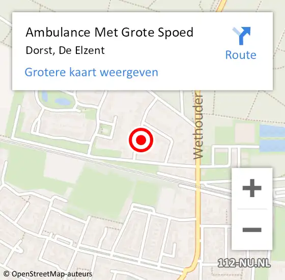 Locatie op kaart van de 112 melding: Ambulance Met Grote Spoed Naar Dorst, De Elzent op 23 mei 2014 13:20