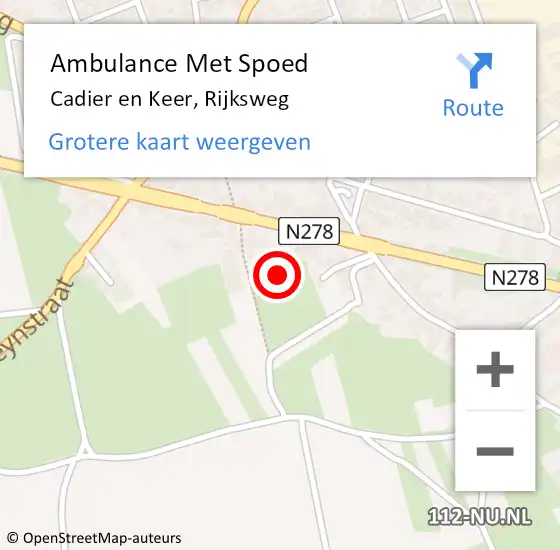 Locatie op kaart van de 112 melding: Ambulance Met Spoed Naar Cadier en Keer, Rijksweg op 23 mei 2014 13:21