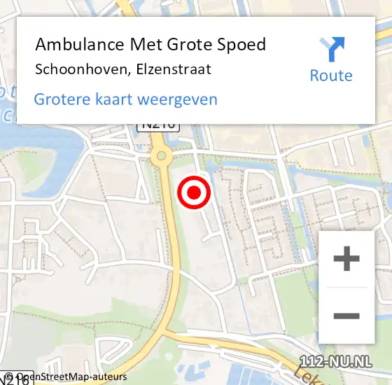 Locatie op kaart van de 112 melding: Ambulance Met Grote Spoed Naar Schoonhoven, Elzenstraat op 23 mei 2014 13:22