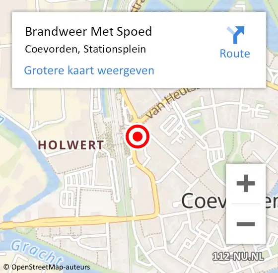 Locatie op kaart van de 112 melding: Brandweer Met Spoed Naar Coevorden, Stationsplein op 2 oktober 2013 20:11