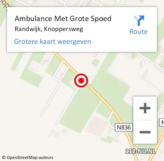 Locatie op kaart van de 112 melding: Ambulance Met Grote Spoed Naar Randwijk, Knoppersweg op 5 november 2020 11:06