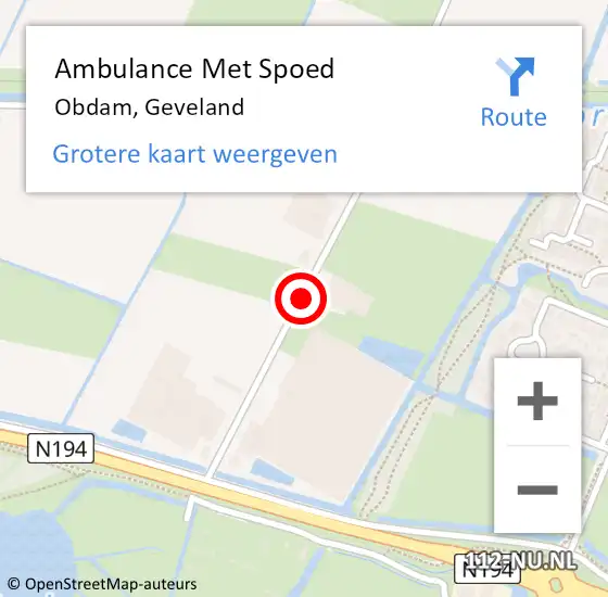 Locatie op kaart van de 112 melding: Ambulance Met Spoed Naar Obdam, Geveland op 5 november 2020 11:45