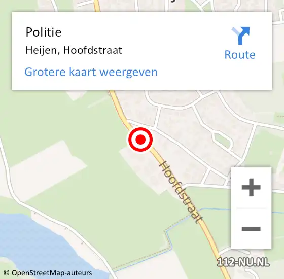 Locatie op kaart van de 112 melding: Politie Heijen, Hoofdstraat op 5 november 2020 15:35