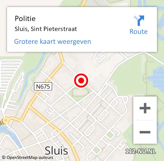 Locatie op kaart van de 112 melding: Politie Sluis, Sint Pieterstraat op 5 november 2020 15:38