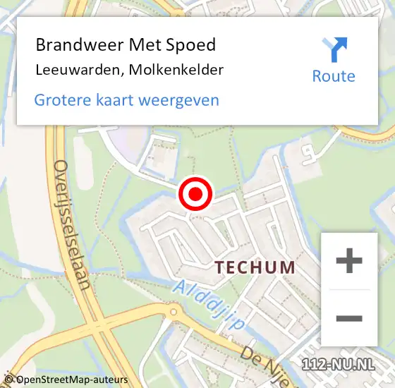 Locatie op kaart van de 112 melding: Brandweer Met Spoed Naar Leeuwarden, Molkenkelder op 5 november 2020 15:52