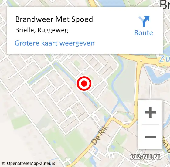 Locatie op kaart van de 112 melding: Brandweer Met Spoed Naar Brielle, Ruggeweg op 5 november 2020 15:55