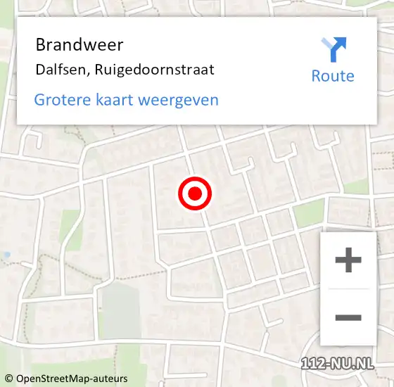 Locatie op kaart van de 112 melding: Brandweer Dalfsen, Ruigedoornstraat op 5 november 2020 16:12