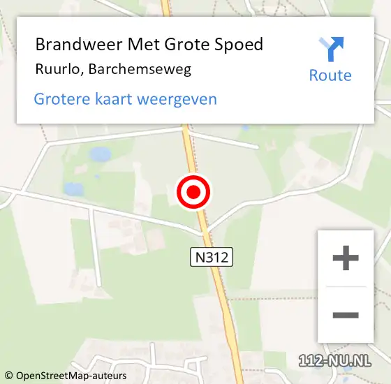 Locatie op kaart van de 112 melding: Brandweer Met Grote Spoed Naar Ruurlo, Barchemseweg op 5 november 2020 17:30