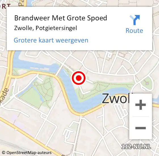 Locatie op kaart van de 112 melding: Brandweer Met Grote Spoed Naar Zwolle, Potgietersingel op 5 november 2020 17:50