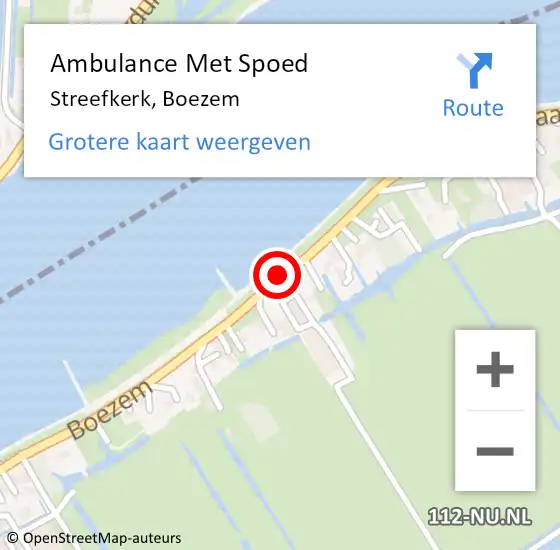 Locatie op kaart van de 112 melding: Ambulance Met Spoed Naar Streefkerk, Boezem op 5 november 2020 18:11