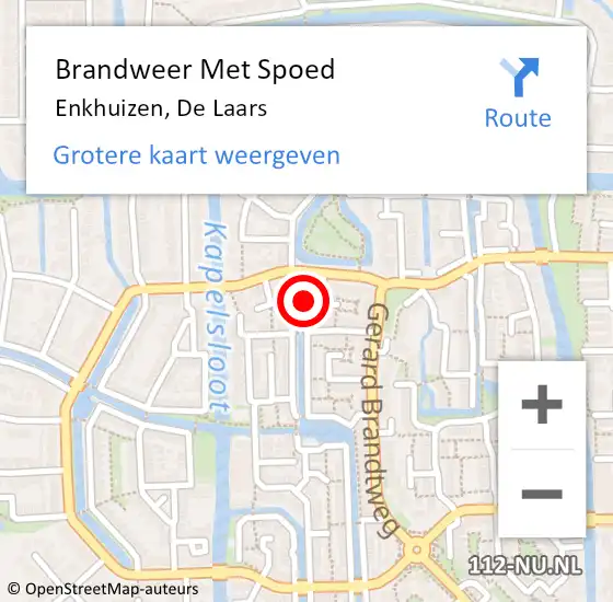 Locatie op kaart van de 112 melding: Brandweer Met Spoed Naar Enkhuizen, De Laars op 5 november 2020 20:06