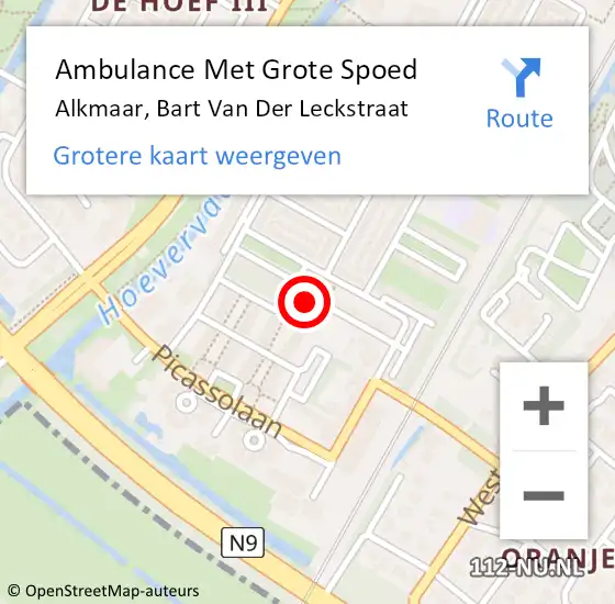 Locatie op kaart van de 112 melding: Ambulance Met Grote Spoed Naar Alkmaar, Bart Van Der Leckstraat op 5 november 2020 20:41