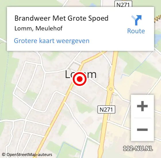 Locatie op kaart van de 112 melding: Brandweer Met Grote Spoed Naar Lomm, Meulehof op 5 november 2020 21:01