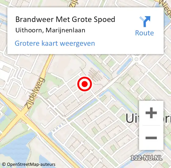 Locatie op kaart van de 112 melding: Brandweer Met Grote Spoed Naar Uithoorn, Marijnenlaan op 5 november 2020 22:48