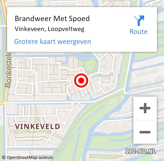 Locatie op kaart van de 112 melding: Brandweer Met Spoed Naar Vinkeveen, Loopveltweg op 6 november 2020 00:57