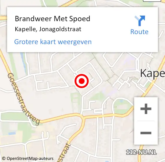 Locatie op kaart van de 112 melding: Brandweer Met Spoed Naar Kapelle, Jonagoldstraat op 6 november 2020 05:41