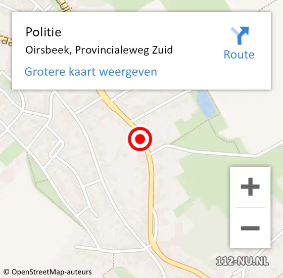Locatie op kaart van de 112 melding: Politie Oirsbeek, Provincialeweg Zuid op 6 november 2020 06:32