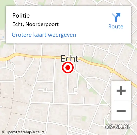 Locatie op kaart van de 112 melding: Politie Echt, Noorderpoort op 6 november 2020 08:19